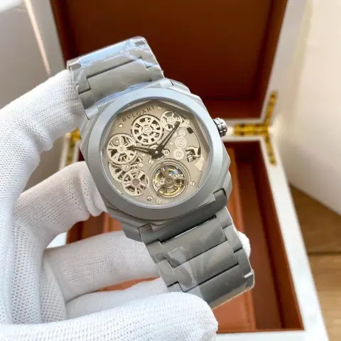 Bvlgari Watch option Titanium ash shell， ash plate steel belt