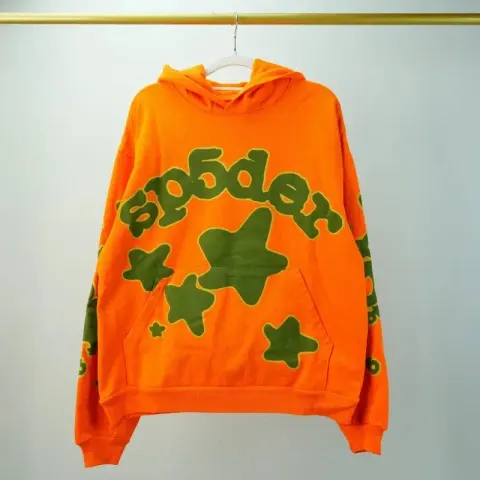 Sp5der Pink Hoodie option Orange Star