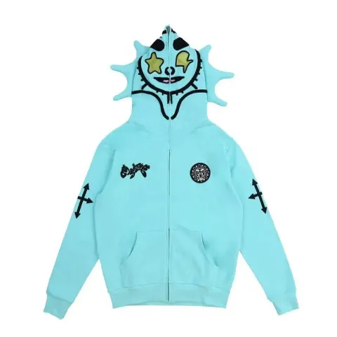 Glo Full Zip-Up Hoodie option LL8 polyester printing is not pure cotton