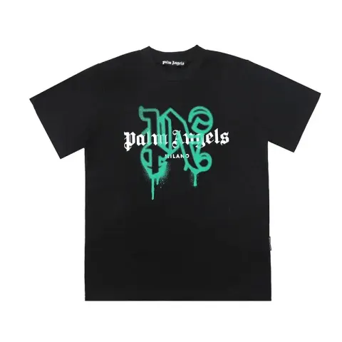 Palm Angels Monogram NY Spray Tee option 2273 black white green