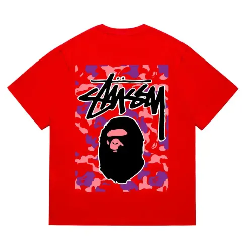 Bape x Stussy Tee option 203 red and black
