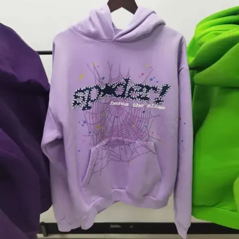 Sp5der Pink Hoodie option lilac colour