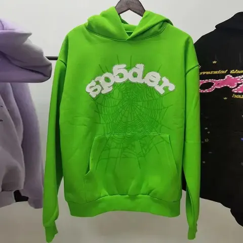 Sp5der Pink Hoodie option Grass green