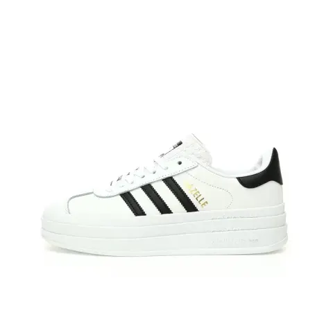 Adidas Originals Gazelle Bold option Leather white black gold LOGO IE7853