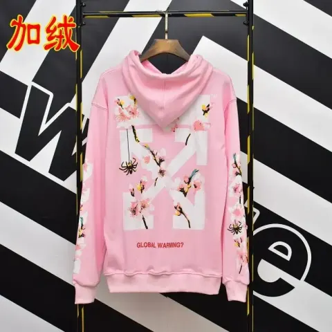 Off-White Hoodies option 8816 Pink fleece-lined