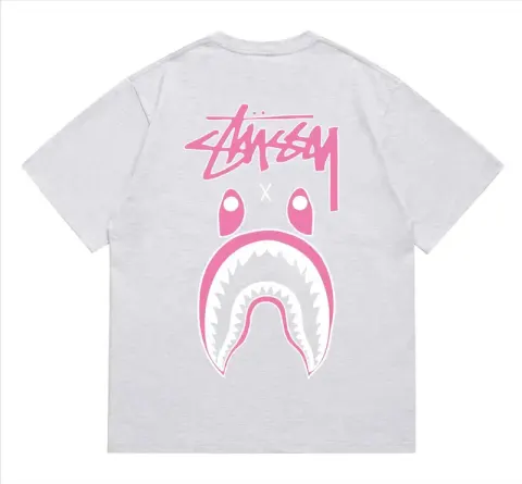 Bape x Stussy Tee option 204 Grey Pink White