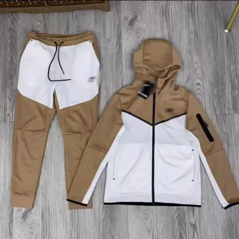 Nike Tech Fleece Black Hoodie option Deep Khakis Spelling White Suit