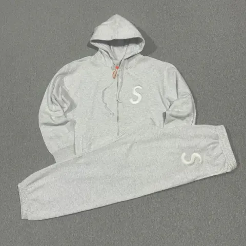 Supreme Zip Hoodie option S-label gray suit