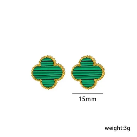 Vancleef Necklace option 6606 green shellfish earrings 1.5CM