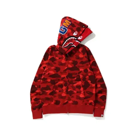 Bape Shark Hoodie option 8805 double cap red
