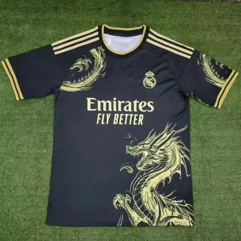 JERSEYS option Real Madrid Black Golden Dragon Special Edition