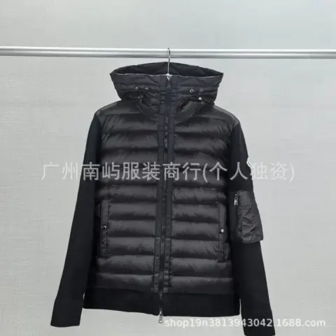 Moncler Navy Blue Padded Zip-Up Cardigan option black hooded