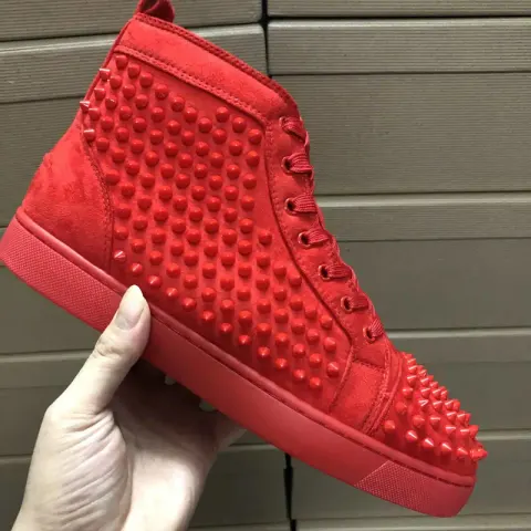 Christian Louboutin High Shoes option Red velvet and red nails