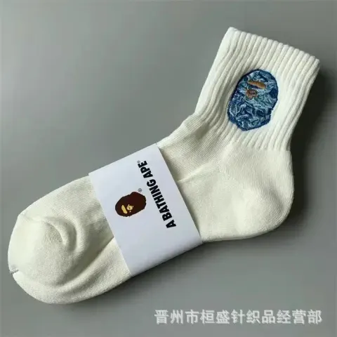 Bape Socks option blue embroidery white