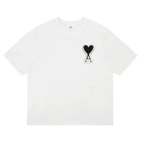 Ami Paris T-Shirts With Big Logo option White Black Heart