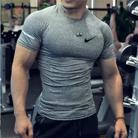 Nike Quick Dry T-Shirt option Grey short-sleeved silver strip