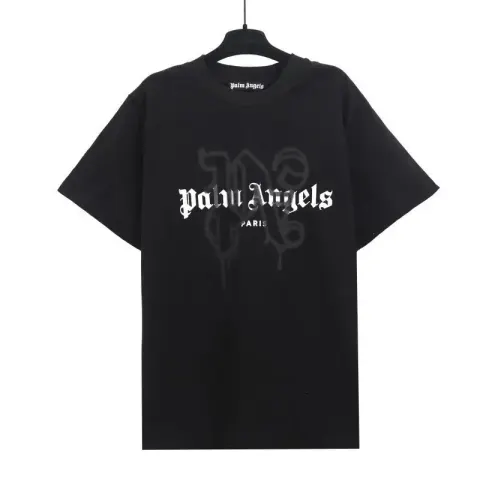 Palm Angels Monogram NY Spray Tee option 2273 Black with white text Black
