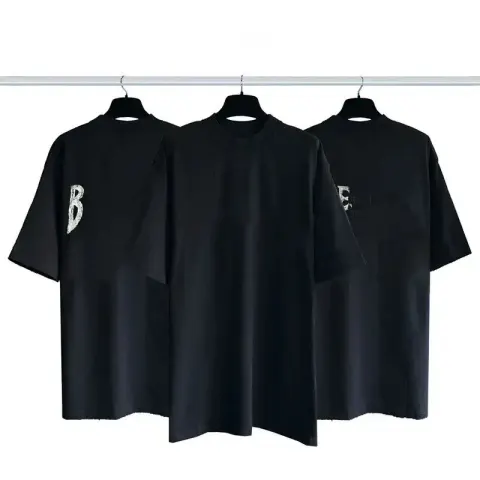 Balenciaga Tees option Back Bat Logo Black