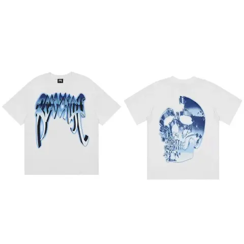Revenge T-Shirts option Silver White Blue Metal Skull Head