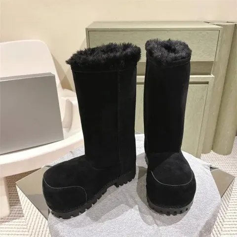 Balenciaga Alaska Fur Boots option Black high tube