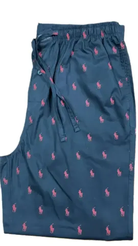 Ralph Lauren Night Pants Baby Blue option Black background red horse