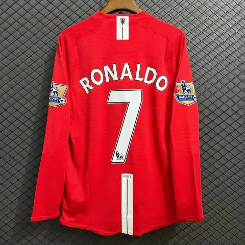 Manchester United Retro Jersey 07-08 option 0708 Manchester United Home Long Sleeve League Ronaldo