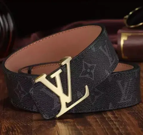 Budget LV Belt option L Classic Black Flower Gold Buckle