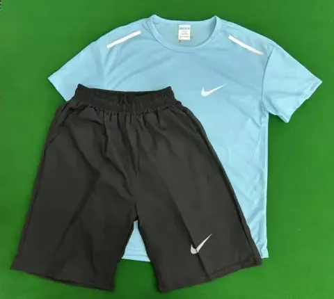Nike Suits option Reflective Hook Quick-dry Short-sleeved Suit Light Blue