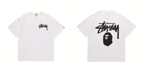 Bape x Stussy Tee option 201 white and black