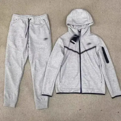Nike Tech Fleece Black Hoodie option Light Grey Set 2