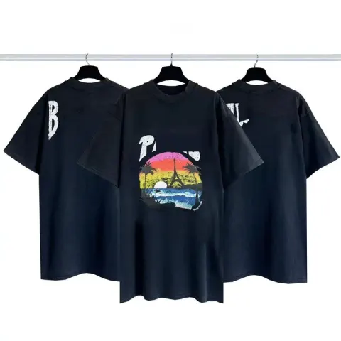 Balenciaga Tees option Coconut Tree Iron Tower Back Bat Wash Water Black 65