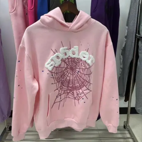 Sp5der Pink Hoodie option Pink