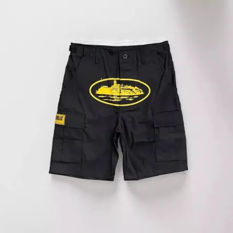 Corteiz Classic Cargo Triple Black Logo Shorts option Guerrilla Black