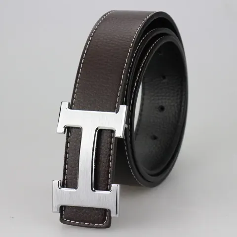 Budget Hermes Belt option H silver buckle flat coffee belt