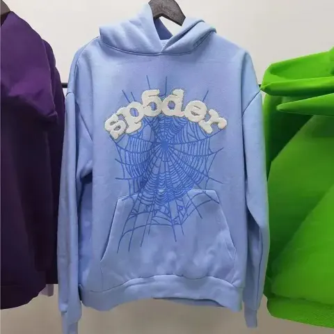 Sp5der Pink Hoodie option sky blue