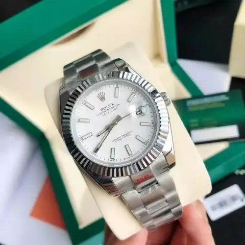 Rolex option Silver White Plate-Three Beads Strap Mineral Reinforced Mirror Glass