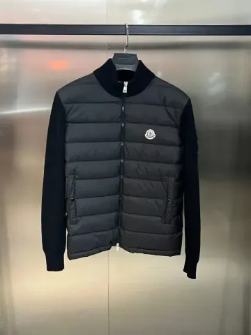 Moncler Tricot Hybrid Zip Cardigan option black