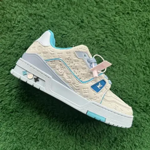 LV Trainers White Signature (Budget) option Three generations of BLUE