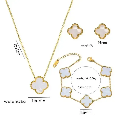 Vancleef Necklace option 913-1 three-piece set of 1.5CM white she