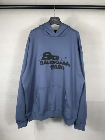 Balenciaga Paris Graffiti Hoodie option Blue Grey