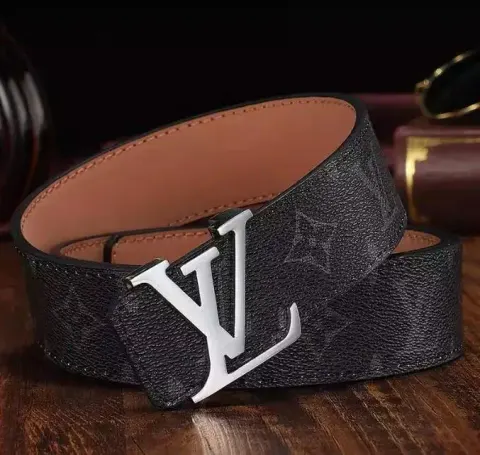 Budget LV Belt option L Classic Black Flower Silver Buckle