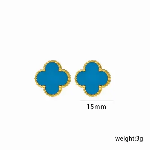 Vancleef Necklace option 6606 blue shell earrings 1.5CM