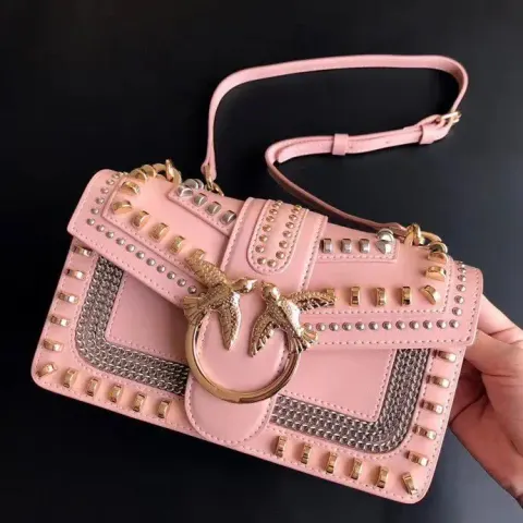 Pinko Bag option 20 rivets, pink, large size