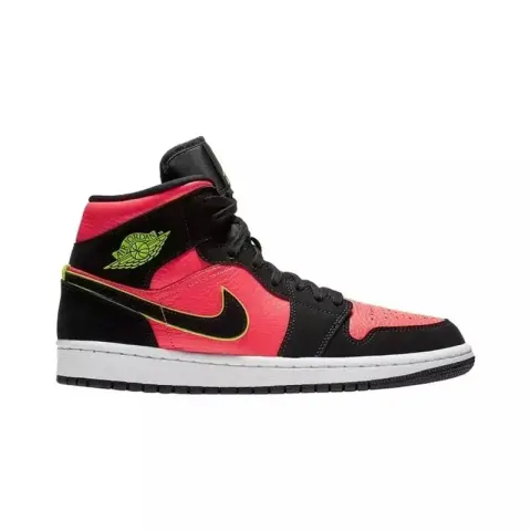 Jordan 1 Mid Shoes option Black Hot Punch