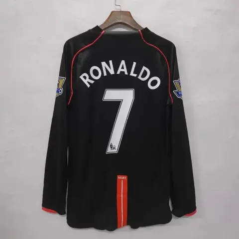 Manchester United Retro Jersey 07-08 option 0708 Manchester United Long Sleeve Ronaldo Away