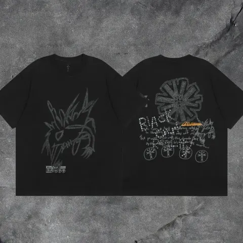 Travis Scott Tee 69cw option Black graffiti T116