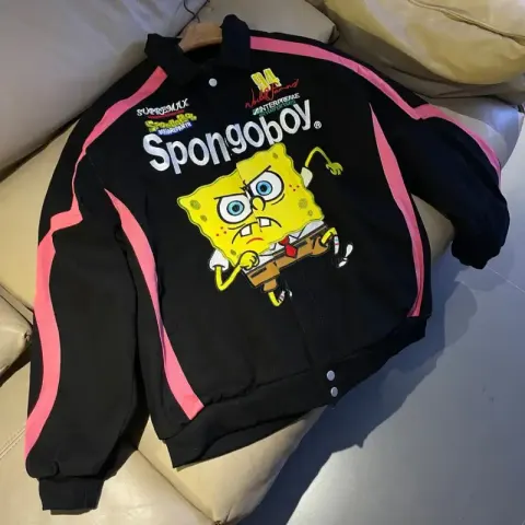 Supreme SpongeBob SquarePants Jeff Hamilton Racing Jacket option Black-Spring and Autumn