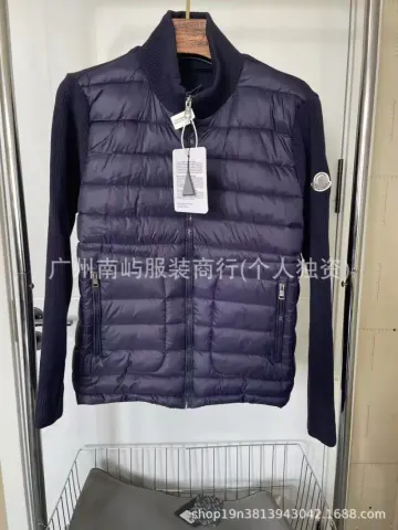 Moncler Navy Blue Padded Zip-Up Cardigan option Navy