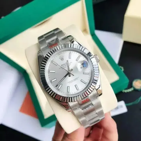 Rolex option Silver Shell Silver Plate-Three Beads Strap Mineral Reinforced Mirror Glass