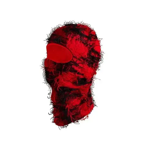 Yeat Mask option black red whiskers on red background